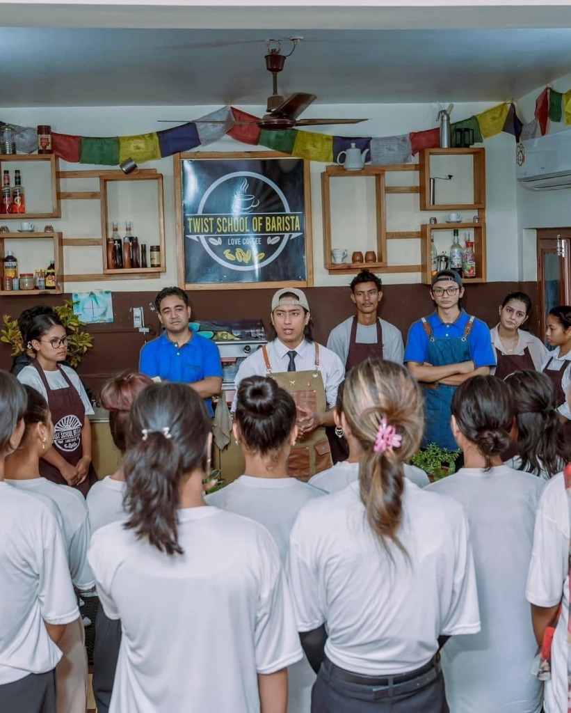 Students attending barista course orientation and group lecture